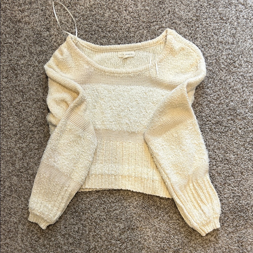 La Hearts Cream Knit Sweater
